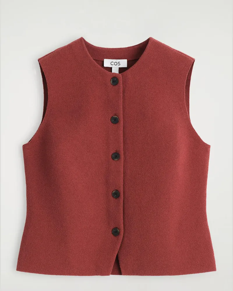 COS Gestrickte Weste Aus Baumwolle Rot