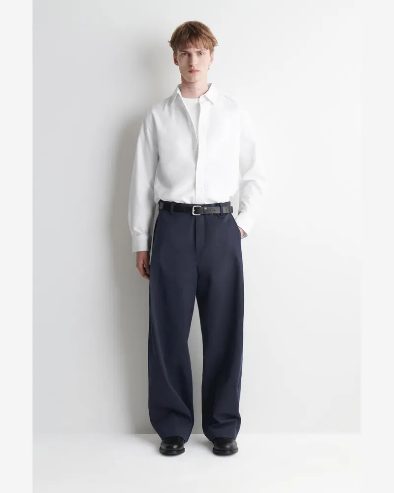 COS Baumwollhose Mit Weitem Bein Und Falten Blau