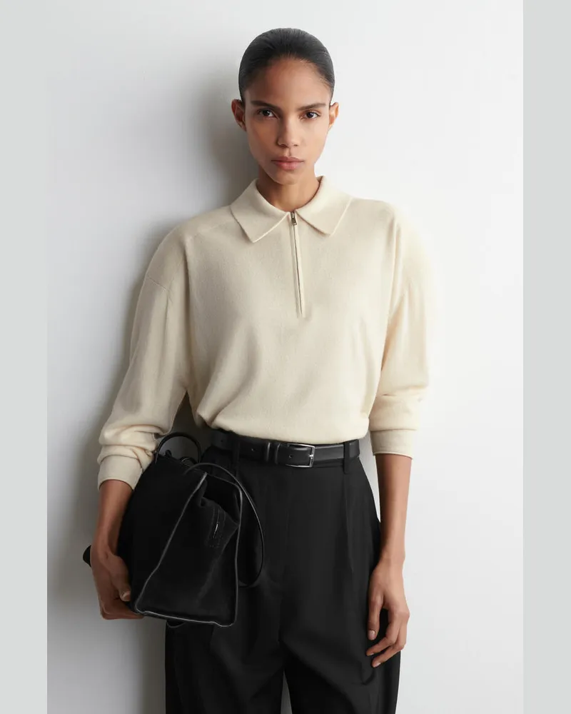 COS Poloshirt Aus Merinowoll-Yak-Mix Weiß