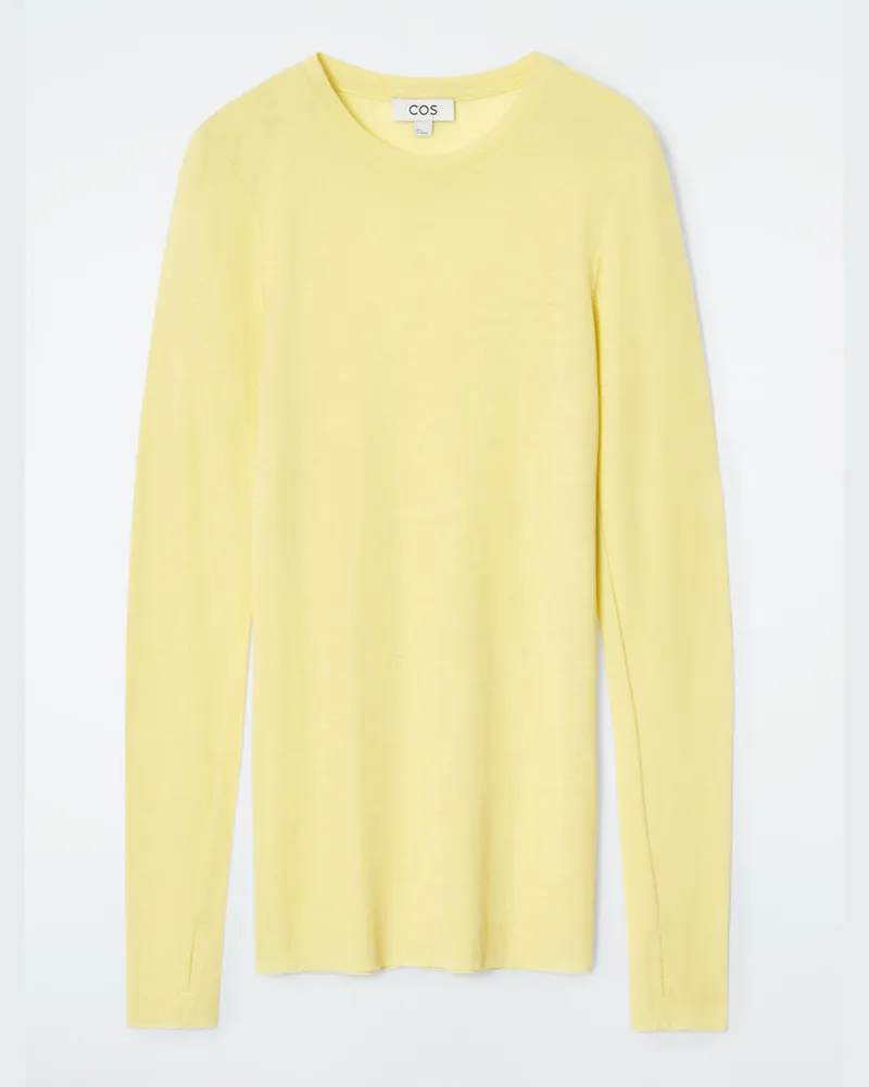 COS Oberteil Aus Merinowolle Mit Rundhalsausschnitt Gelb