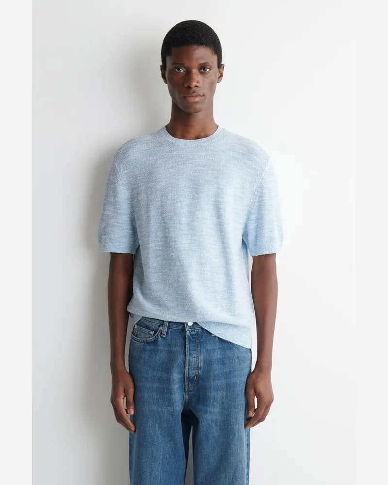 COS Lockeres T-Shirt Aus Bouclé-Strick Blau