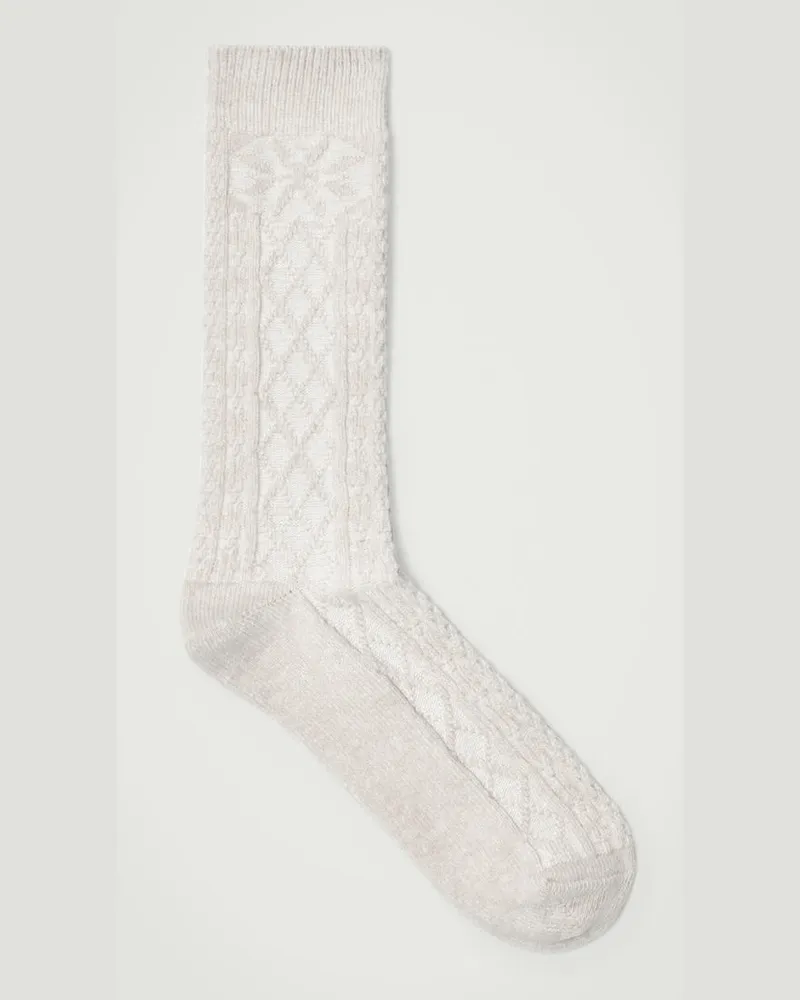COS Socken Mit Argyle- Und Zopfmuster Beige