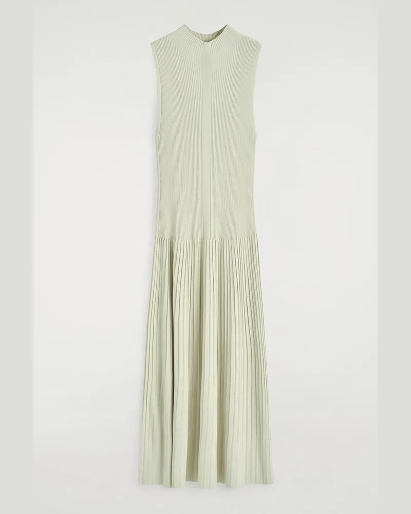 COS Plissiertes Maxikleid Mit Hohem Kragen Grün