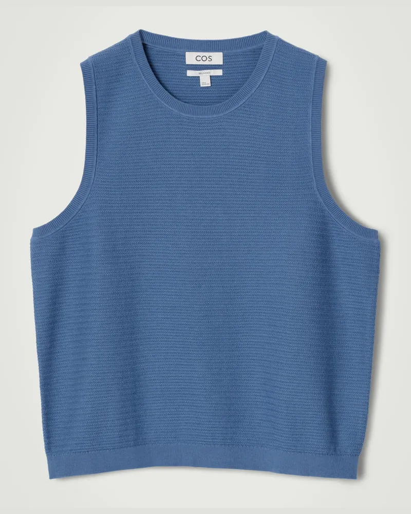 COS Strukturiertes Tanktop Aus Baumwolle Blau