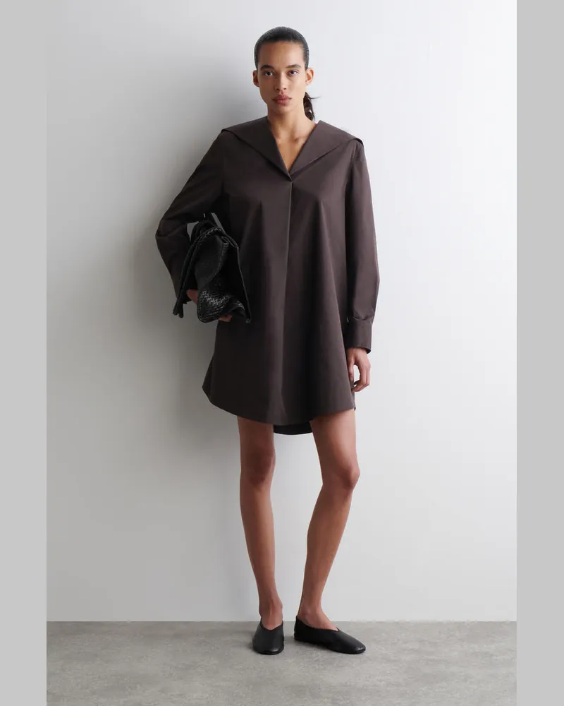COS Minikleid Aus Baumwolle Mit Matrosenkragen Braun