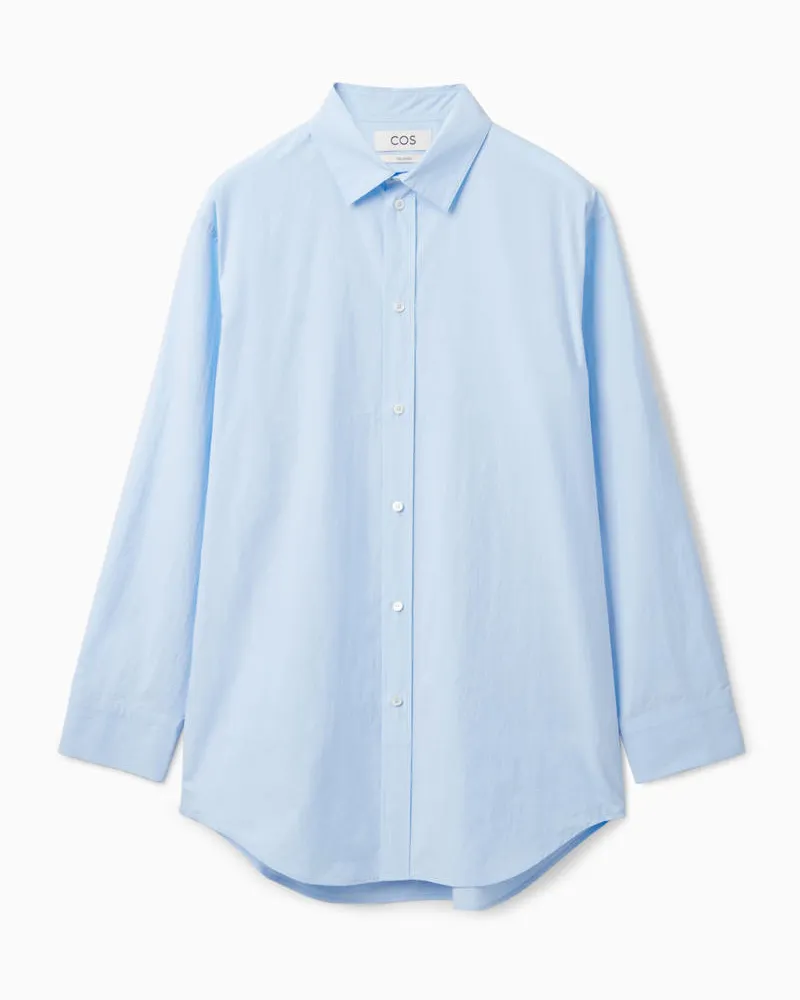 COS Relaxedfit Longline Poplin Shirt Blau