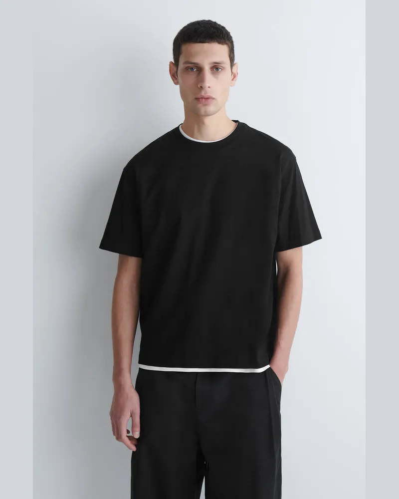 COS Lockeres Leichtes Baumwoll-T-Shirt Schwarz