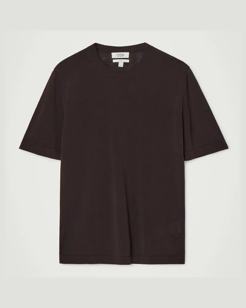 COS Schmal Geschnittenes T-Shirt Aus Seide Braun