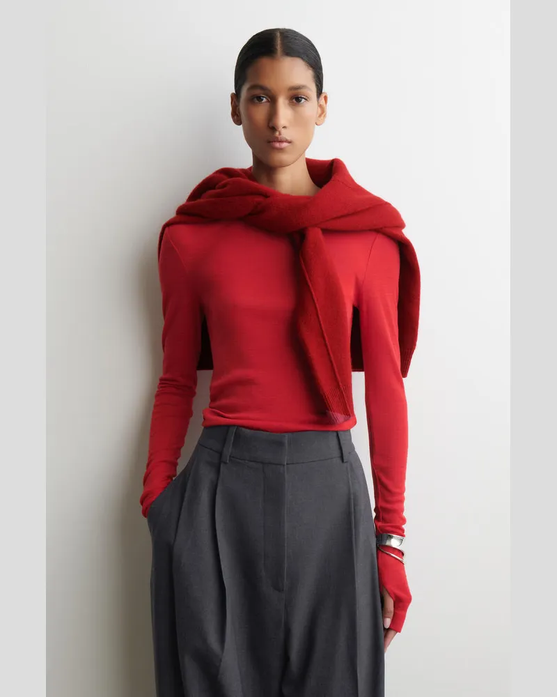 COS Schmal Geschnittenes Oberteil Aus Merinowolle Rot
