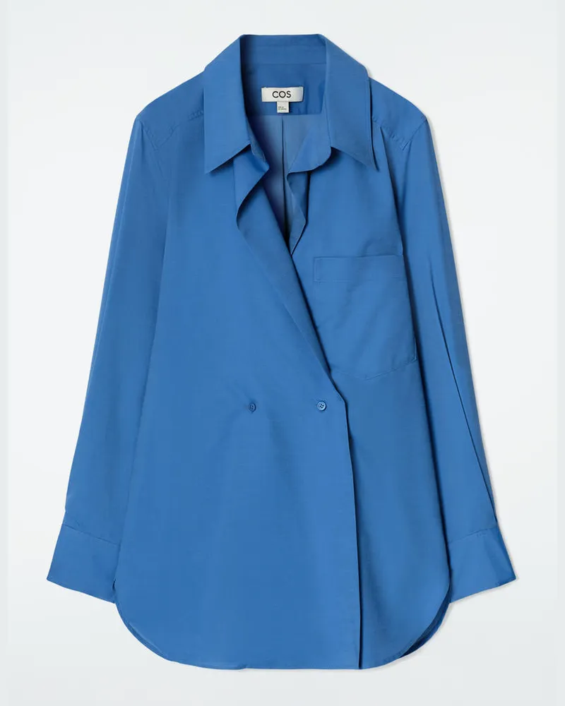 COS Zweireihiges Hemd Blau