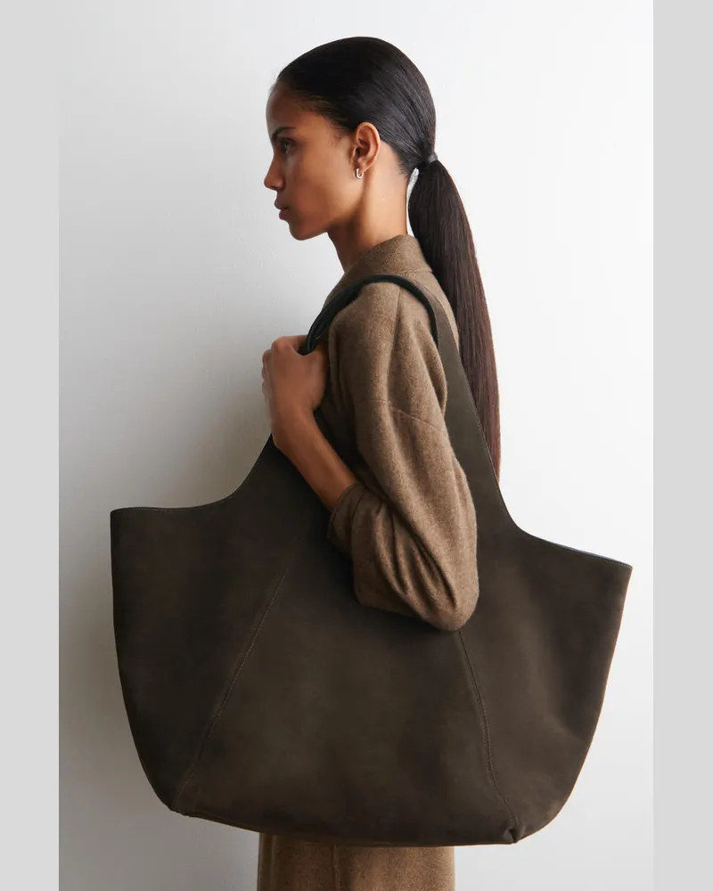 COS Skulpturale Tote Bag - Veloursleder Braun