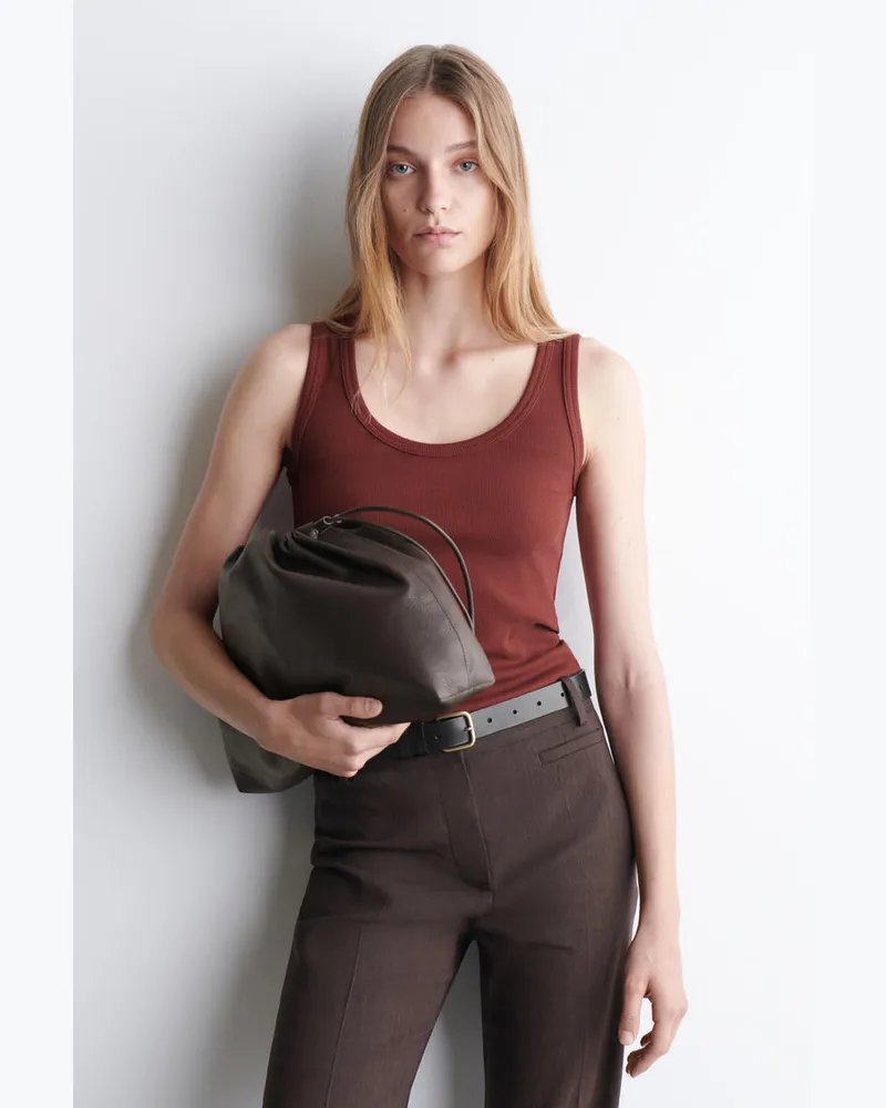 COS Geripptes Tanktop Mit Tiefem Ausschnitt Rot