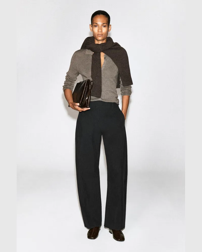 COS Pima-Baumwollhose Mit Barrel-Bein Schwarz