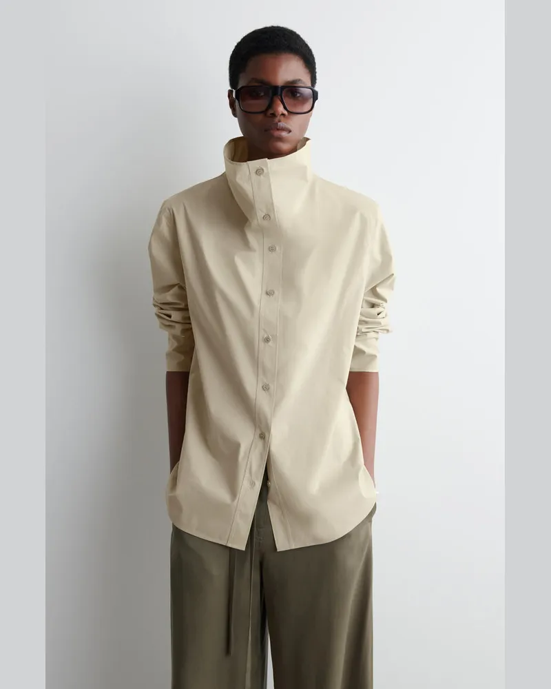 COS Lockeres Hemd Mit Stehkragen Grün