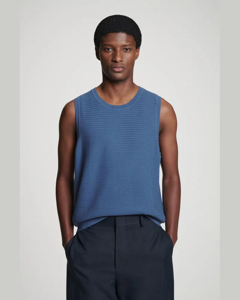 COS Strukturiertes Tanktop Aus Baumwolle Blau