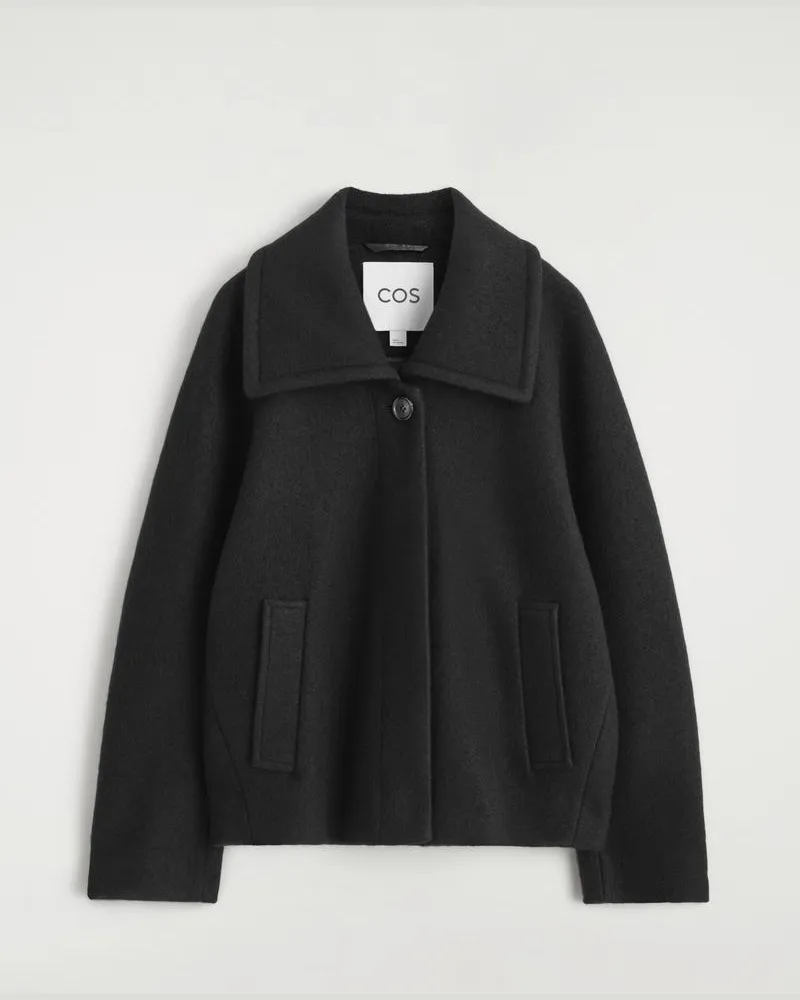 COS Oversized-Kurzjacke Aus Kochwolle Schwarz