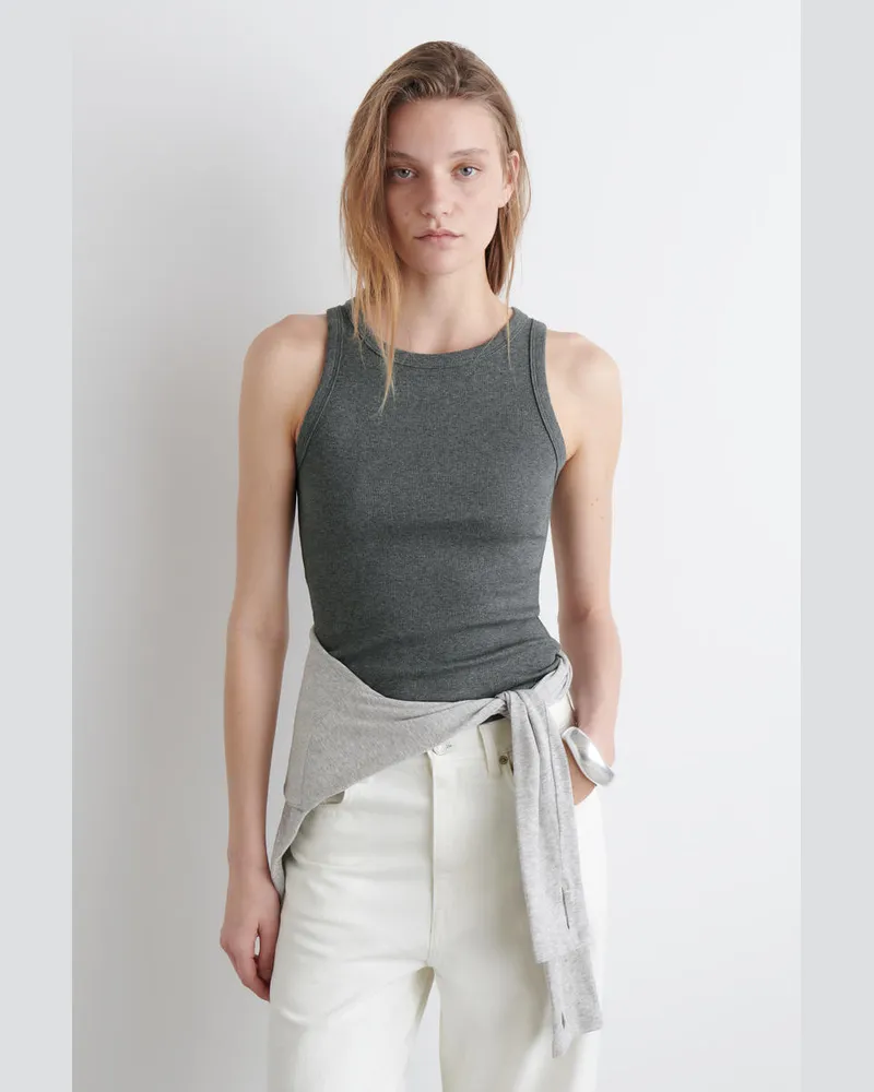 COS Geripptes Tanktop Grau