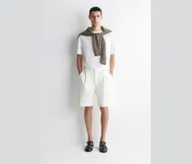 Jeansshorts Mit Falten Und Fischgrätenmuster