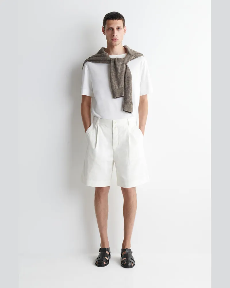 COS Jeansshorts Mit Falten Und Fischgrätenmuster Weiß