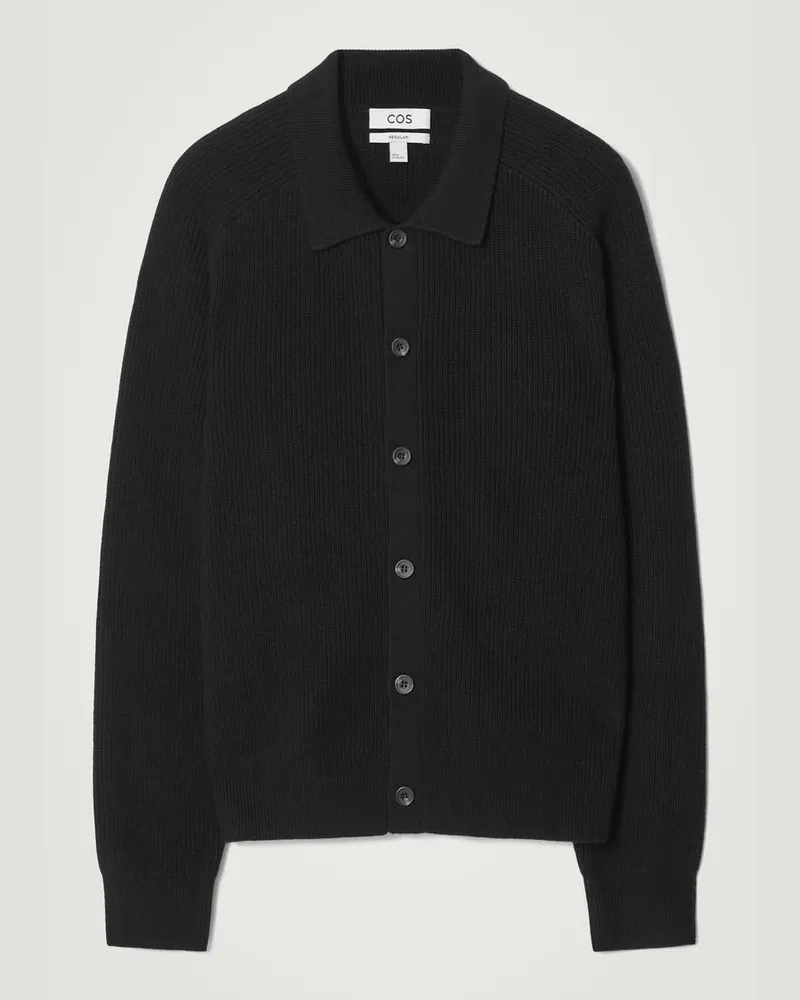 COS Gerippte Strickjacke Aus Wolle Und Kaschmir Schwarz