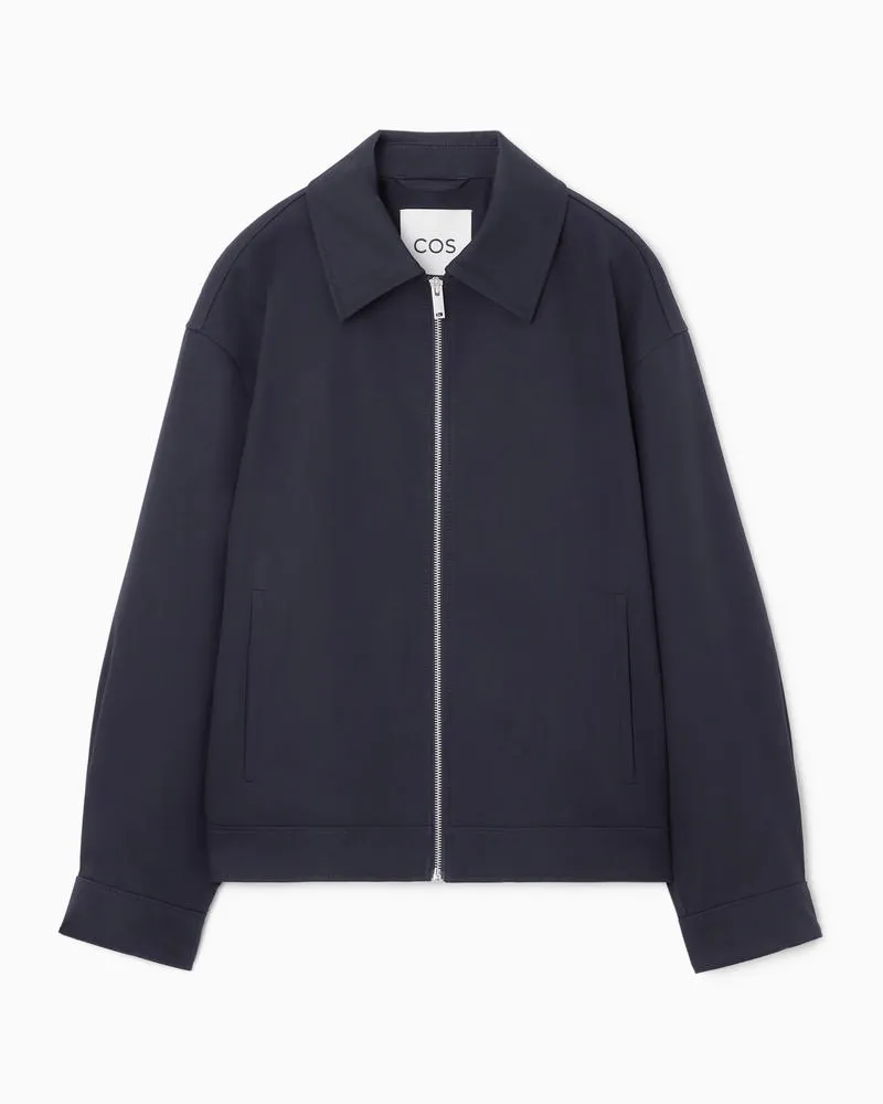 COS Jacke Aus Baumwolle Mit Kragen Blau