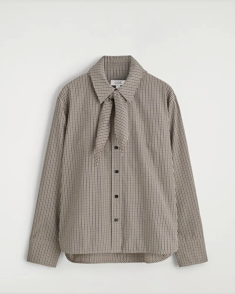COS Kariertes Hemd Mit Schaldetail Beige