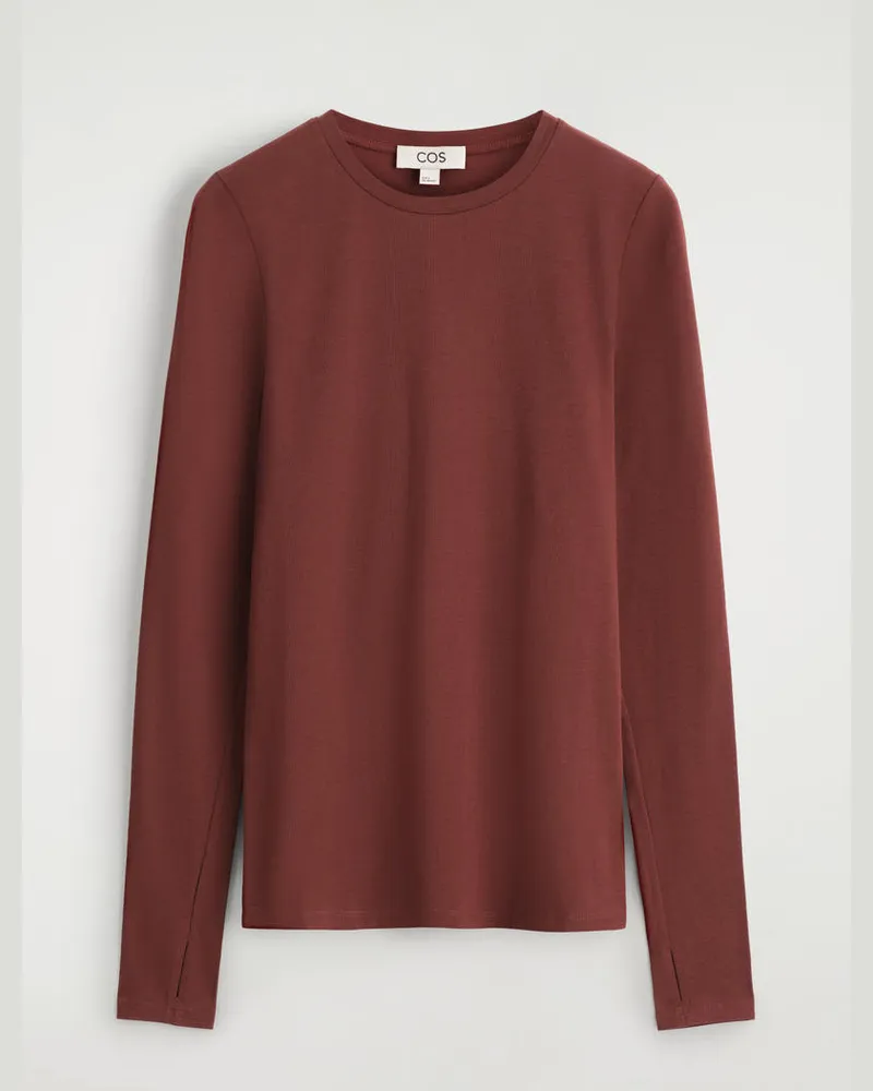 COS Schmales Leichtes Langarmshirt Rot