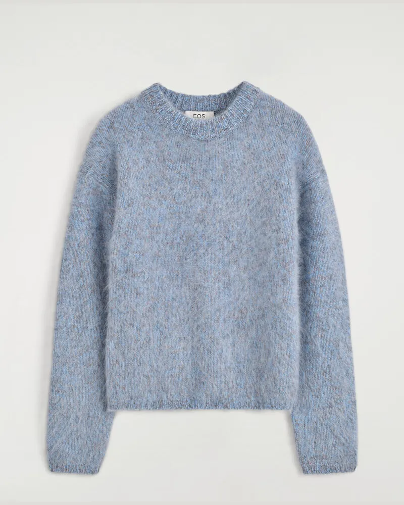 COS Zweifarbiger Gebürsteter Kaschmirpullover Blau