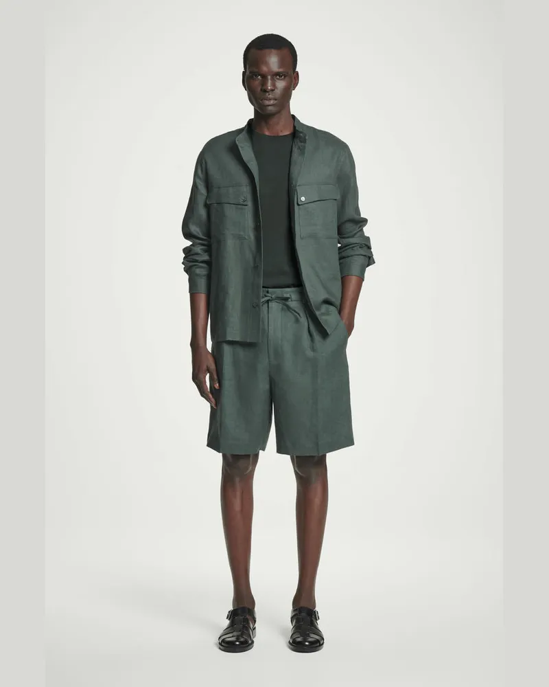 COS Elegante Leinenshorts Mit Kordelzugbund Grün