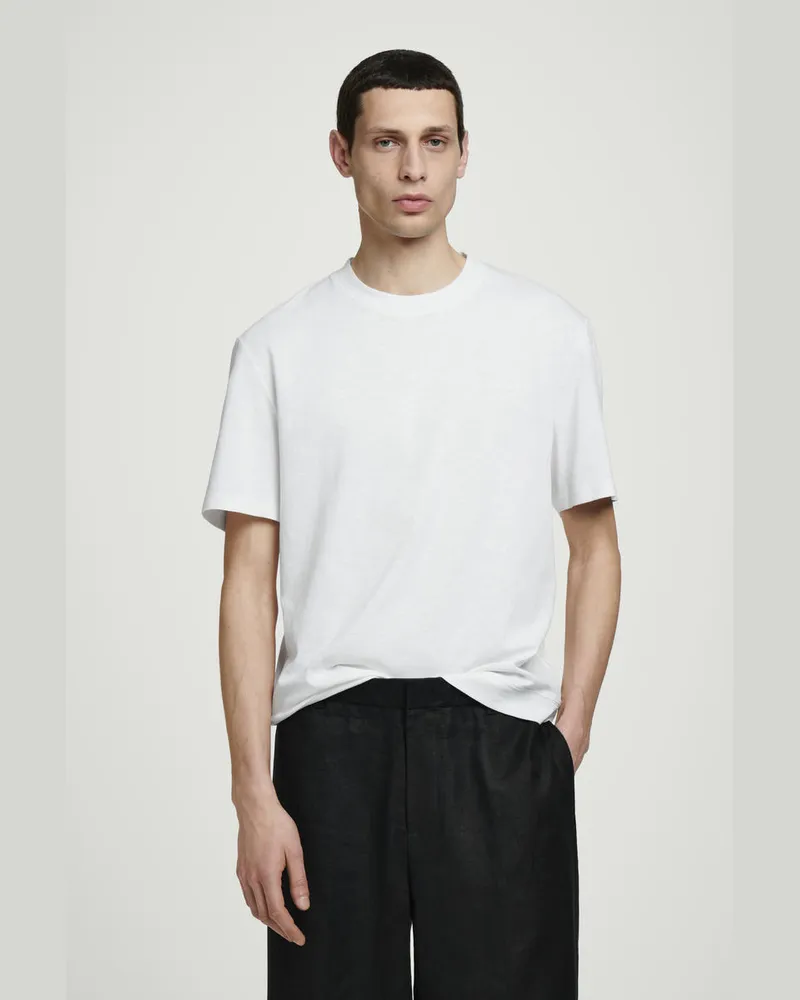 COS Lockeres T-Shirt Aus Baumwoll-Leinen-Mix Weiß