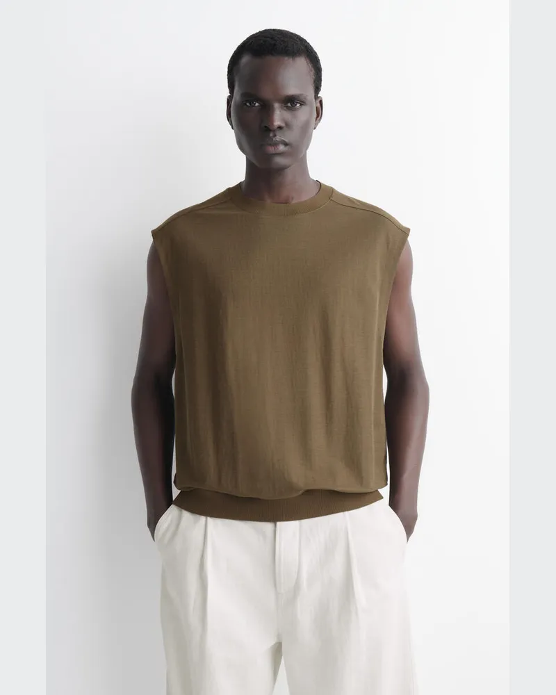 COS Tanktop Aus Jersey Braun