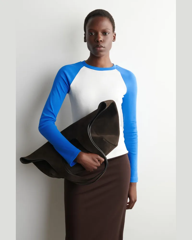 COS T-Shirt Mit Kontrastierenden Ärmeln Blau