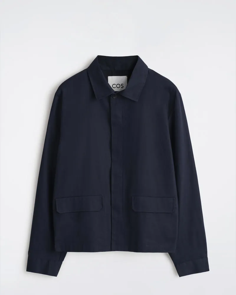 COS Lockere Hemdjacke Aus Baumwolle Blau