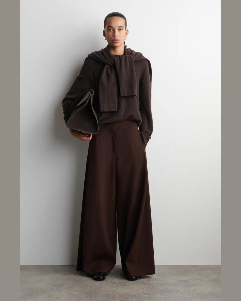 COS Lockere Hose Aus Woll-Mix Mit Weitem Bein Rot