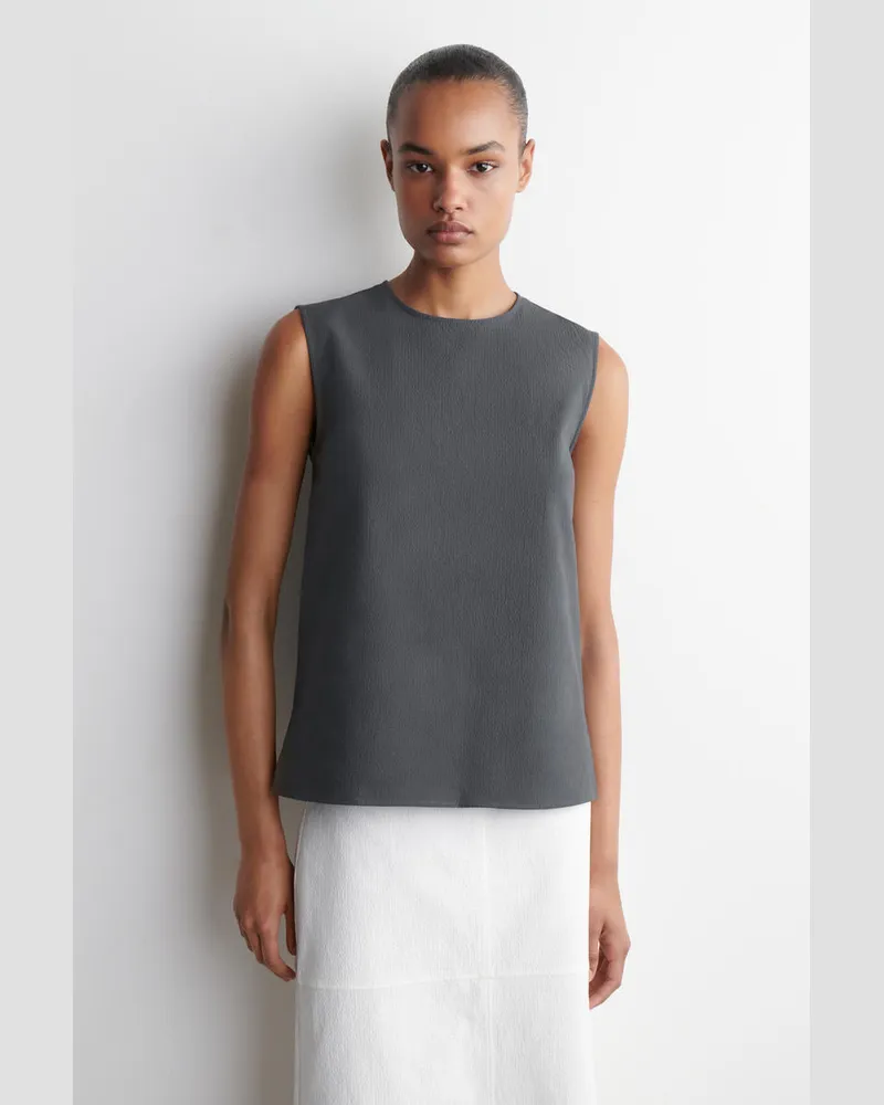 COS Ärmelloses Oberteil Aus Baumwoll-Seersucker Grau