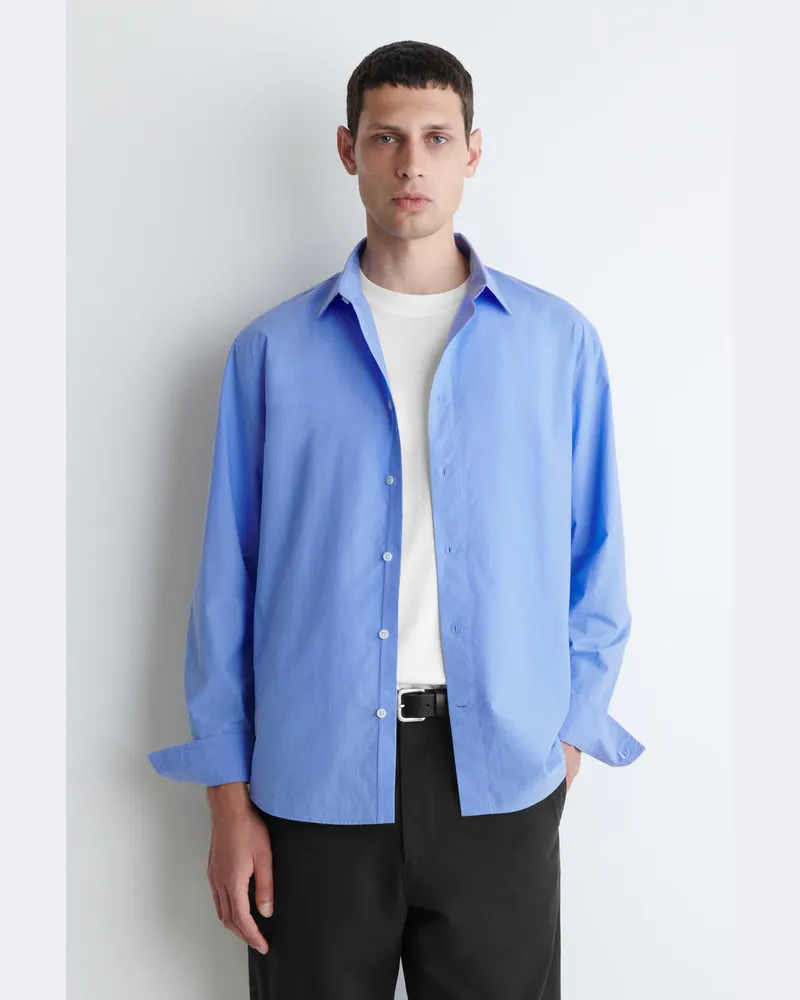 COS Lockeres Hemd Aus Baumwoll-Popeline Blau