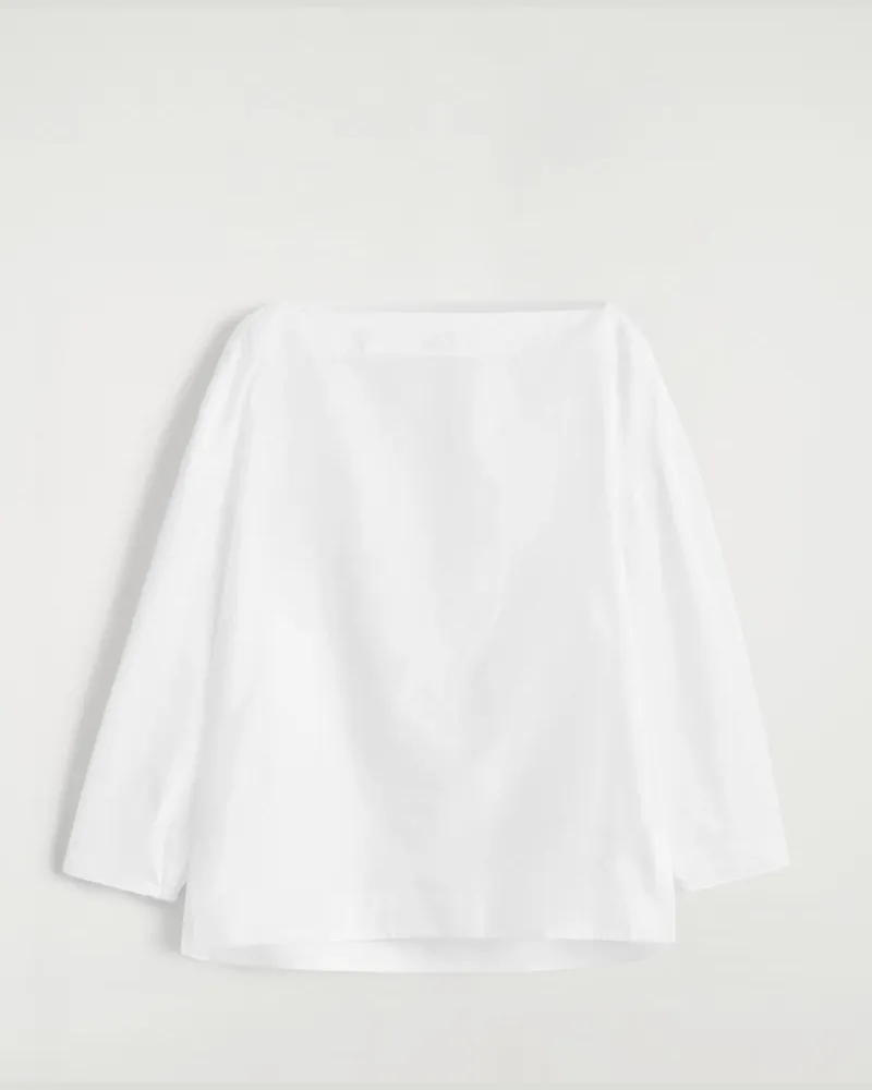 COS Baumwollbluse Mit U-Boot-Ausschnitt Weiß