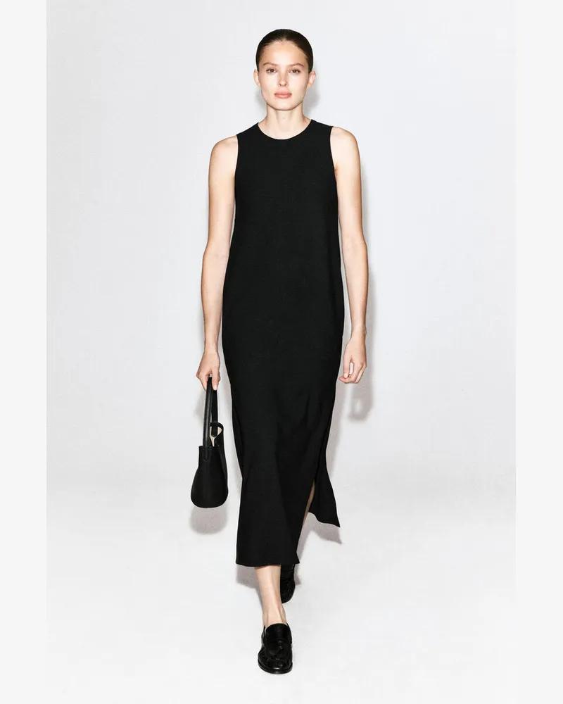 COS Ärmelloses Midikleid Aus Crêpe Schwarz