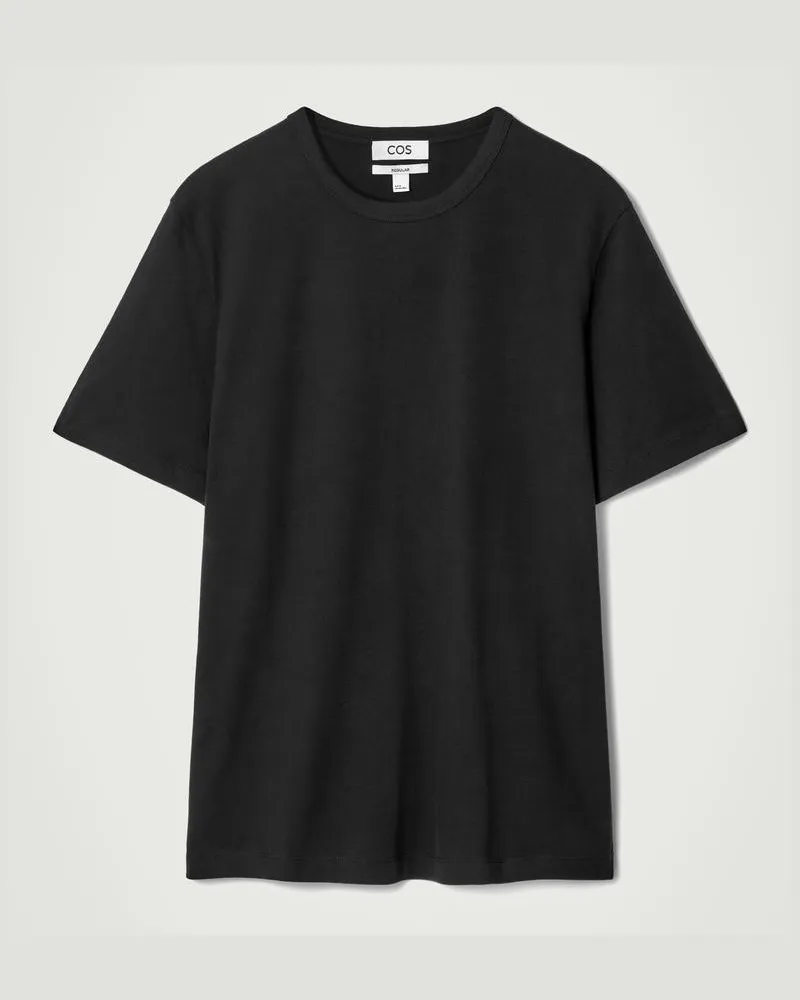 COS T-Shirt Aus Gebürsteter Baumwolle Schwarz