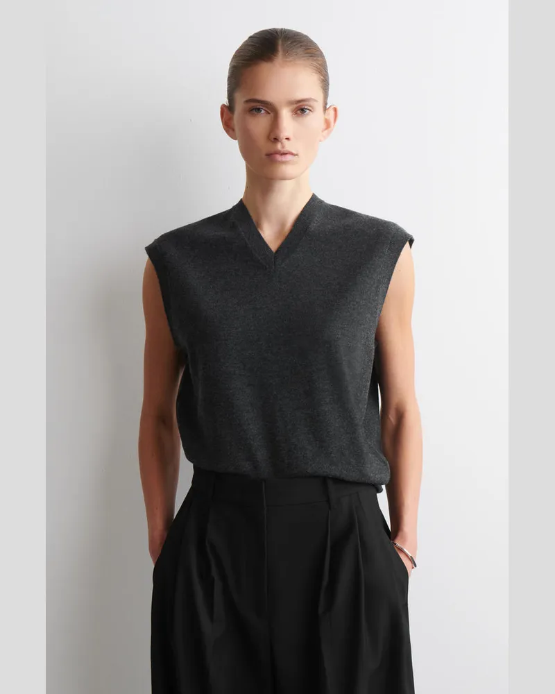 COS Strickpullunder Aus Merinowolle Mit V-Ausschnitt Grau