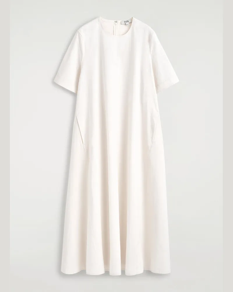 COS Midikleid Aus Baumwolle Mit Unversäuberten Kanten Weiß