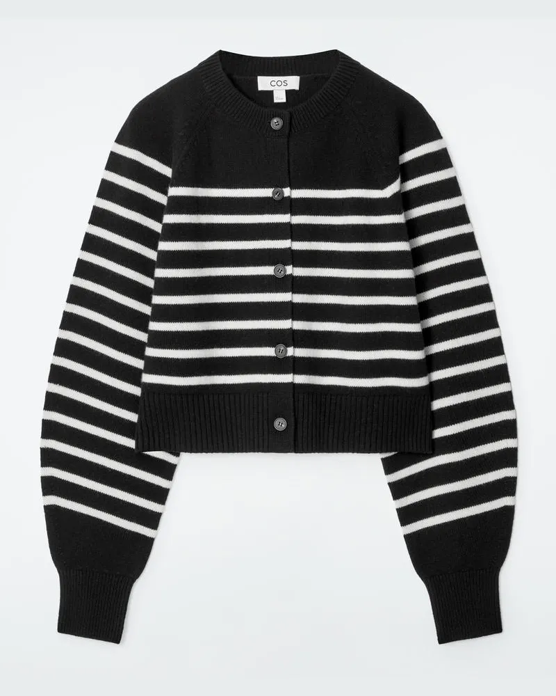COS Verkürzte Strickjacke Aus Wolle Schwarz