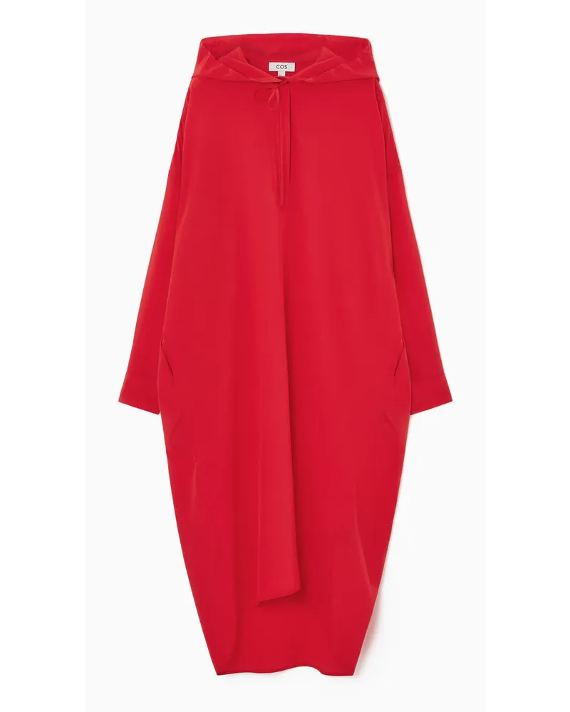 Cos Oversized-Seidenkleid Mit Kapuze Rot