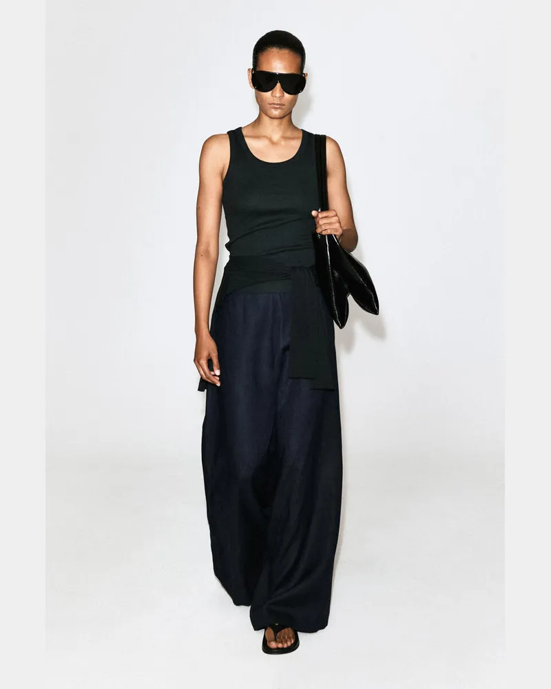 COS Leinenhose Mit Weitem Bein Blau