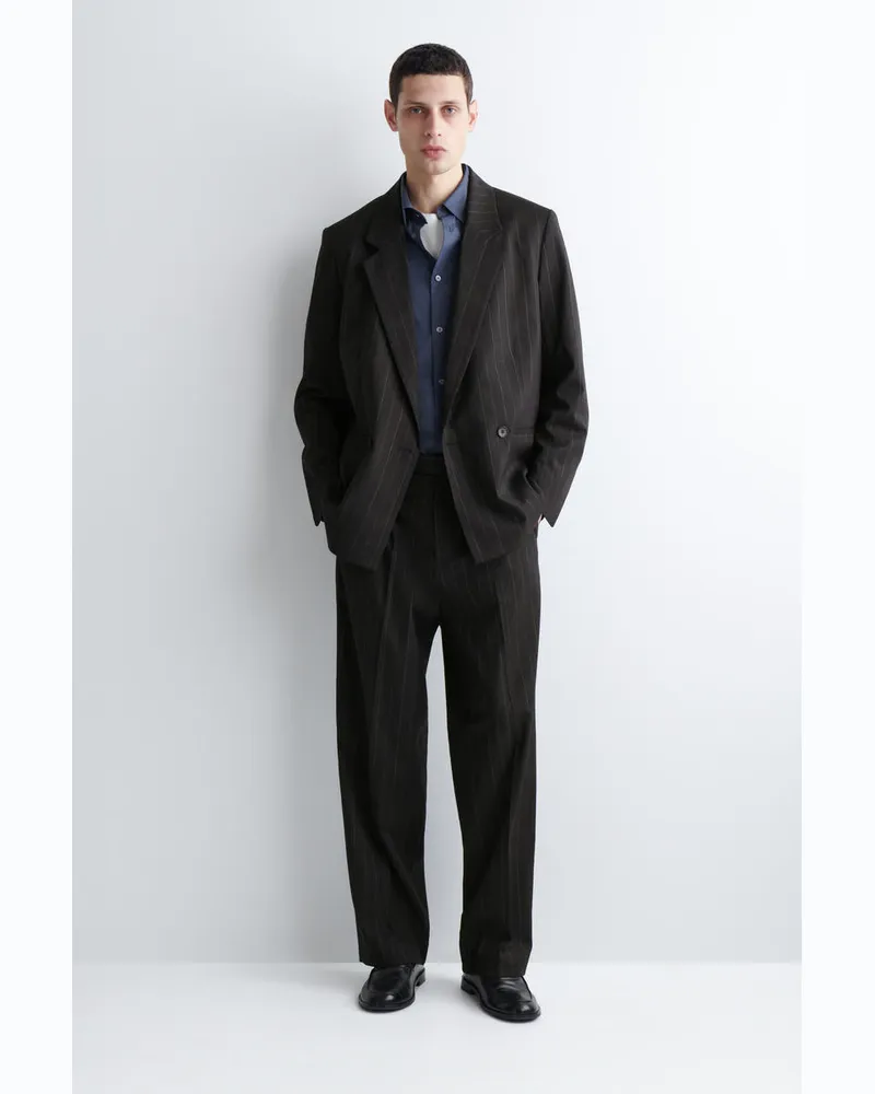 COS Doppelreihiger Blazer Mit Nadelstreifen Grau