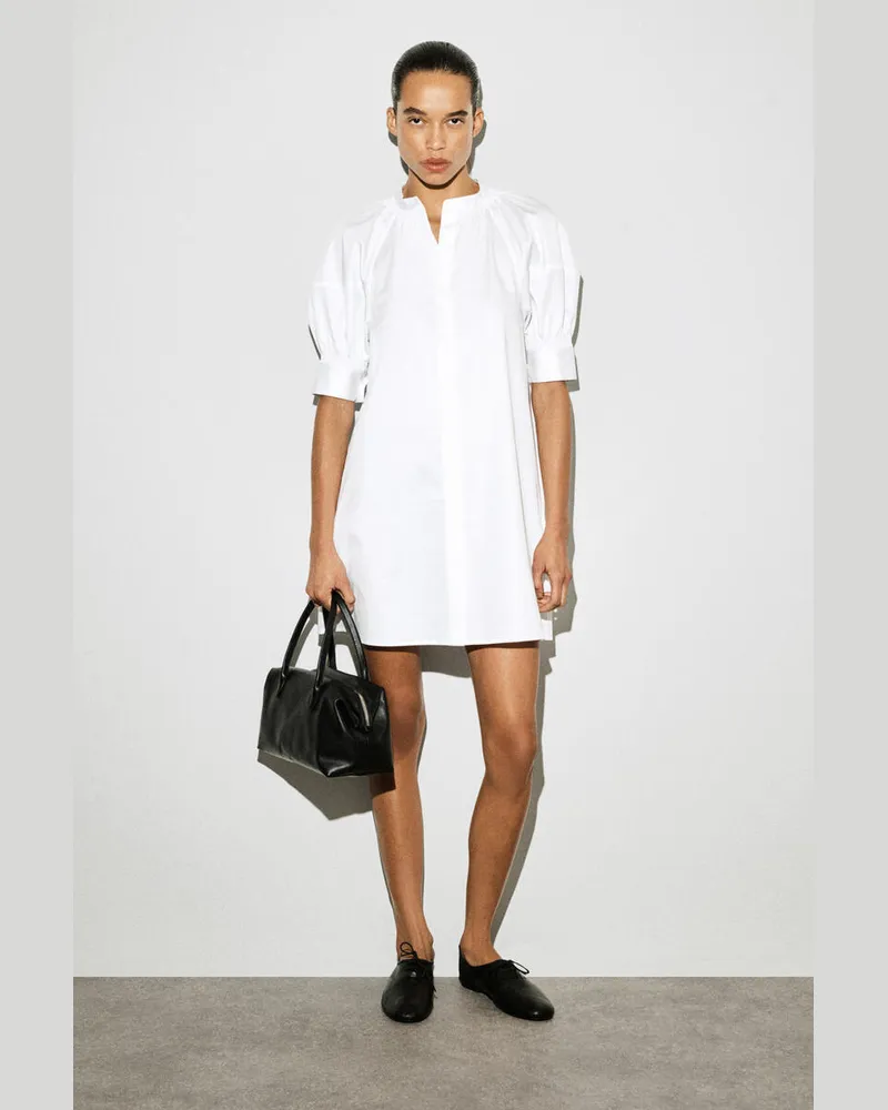 COS Gesmoktes Hemdkleid Mit Puffärmeln Weiß