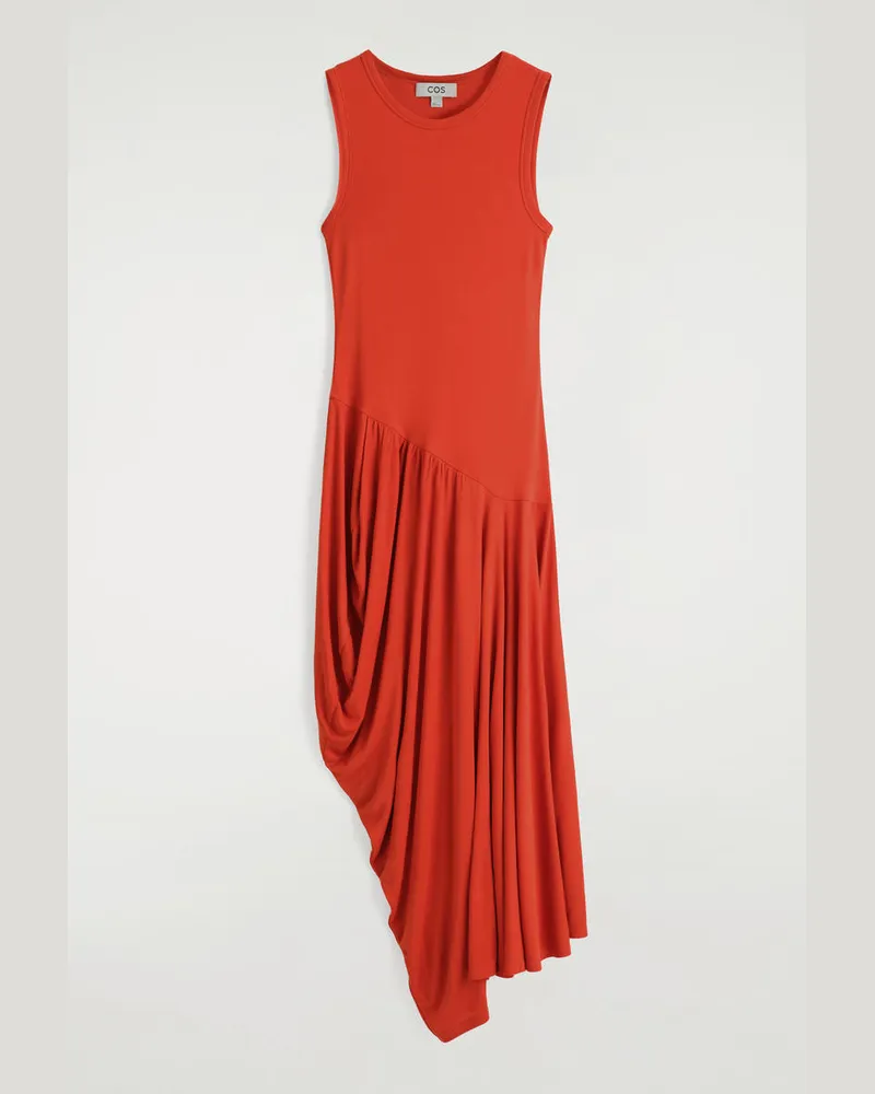 COS Asymmetrisches, Drapiertes Midikleid Orange