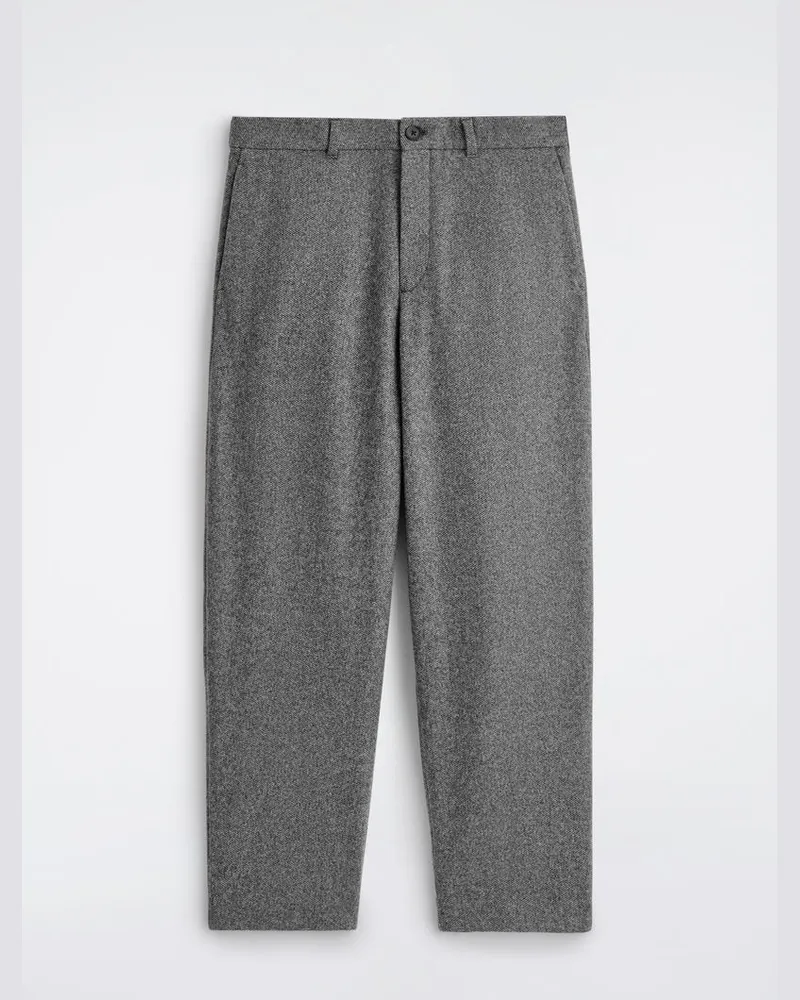 COS Birdseye Wool Barrel-Leg Trousers Grau