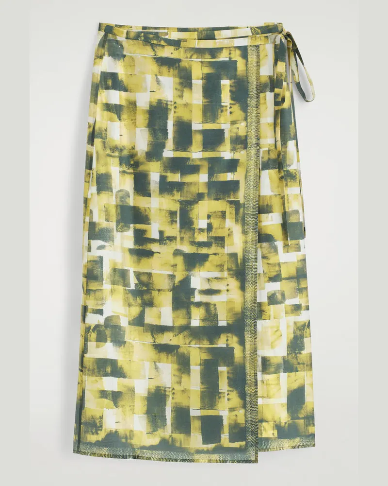 COS Wickelrock In Midilänge Mit Print Gelb
