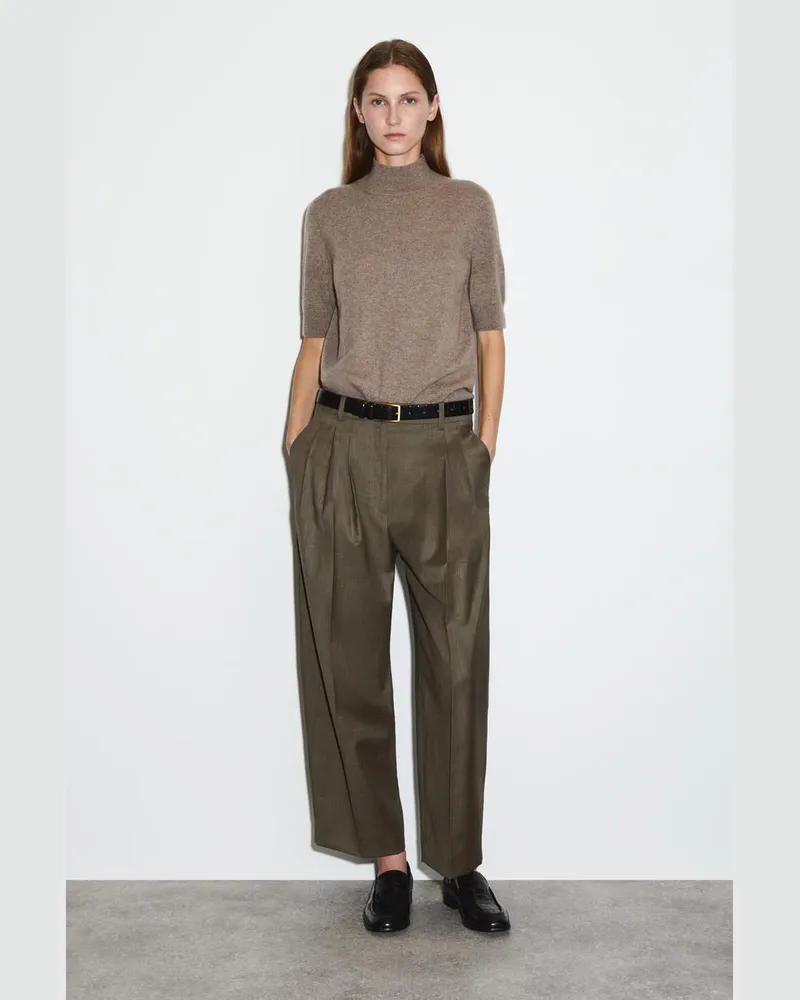 COS Wollhose Mit Barrel-Bein Und Falten Beige